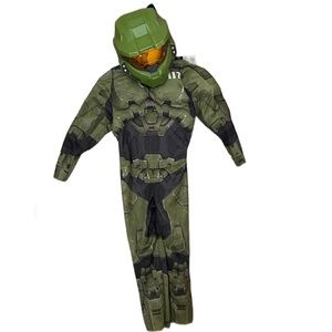 Halo Costume Kids Size Small 4-6 One Piece w Adjustable Mask Halloween Dress Up